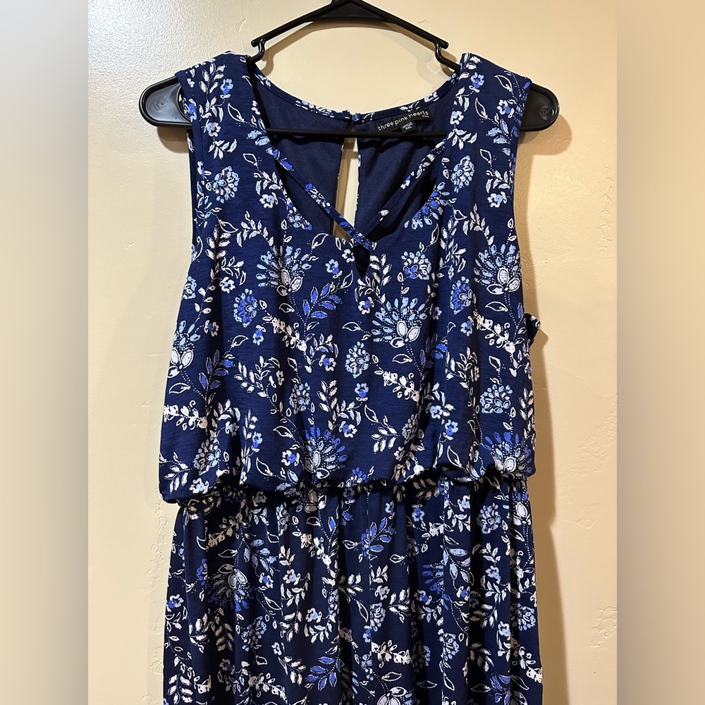 Blue floral romper // short romper